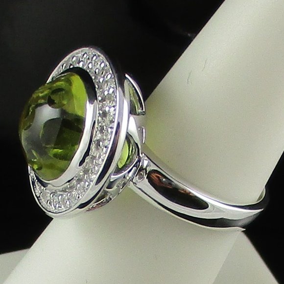 7.3ct Apple Quartz & White Topaz Round Ring - Picture 2 of 8